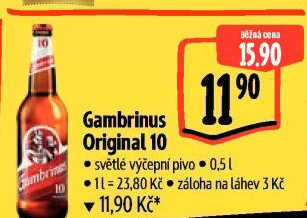 Pivo světlé výčepní Originál 10° Gambrinus