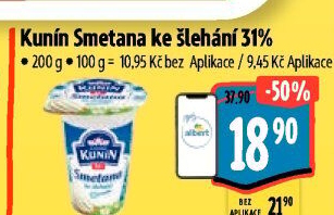 Smetana ke šlehání Mlékárna Kunín 31%