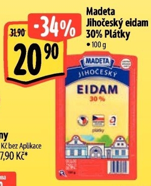 Sýr Eidam Jihočeský 30% Madeta
