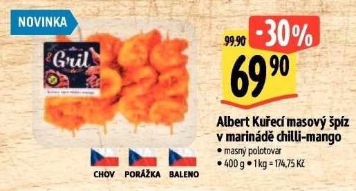 Kuřecí masový špíz v marinádě chilli-mango Albert