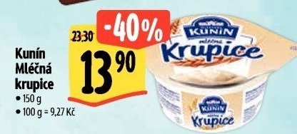 Mléčná krupice Mlékárna Kunín