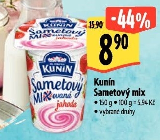 Ochucený jogurt sametový Mlékárna Kunín