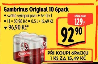 Pivo světlé výčepní Originál 10° Gambrinus