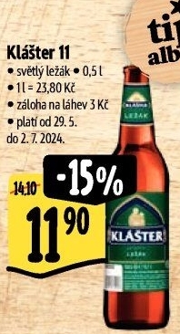 Pivo světlý ležák 11° Klášter