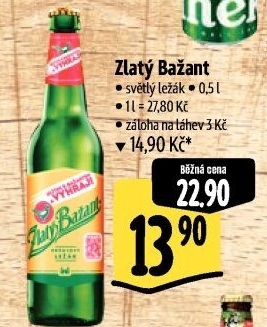 Pivo světlý ležák 12° Zlatý Bažant