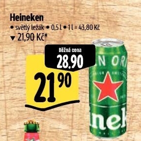 Pivo světlý ležák Heineken