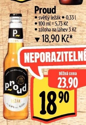Pivo světlý ležák Proud