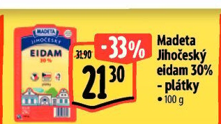 Sýr Eidam Jihočeský 30% Madeta