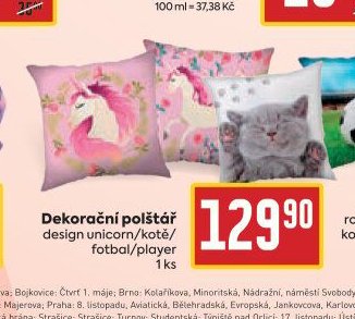 Dekorační polštář design unicorn/kotě/fotbal/player