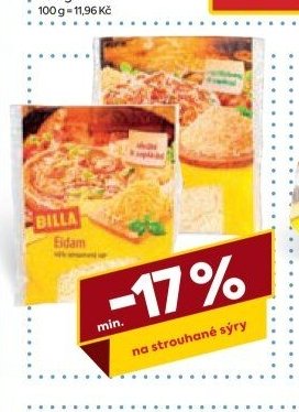 BILLA Eidam na strouhané sýry