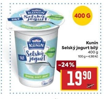 Kunín Selský jogurt bílý 400 g
