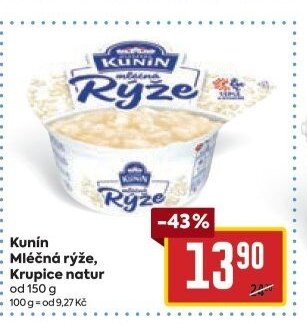 Kunín Mléčná rýže, Krupice natur od 150 g