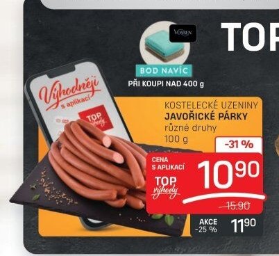 KOSTELECKÉ UZENINY JAVOŘICKÉ PÁRKY