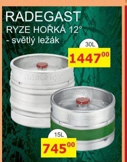 Pivo světlý ležák 12° Ryze Hořká Radegast - sud