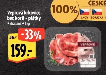 Vepřová krkovice bez kosti - plátky