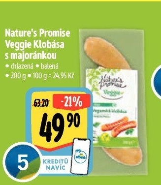 Klobása s majoránkou Veggie Nature'