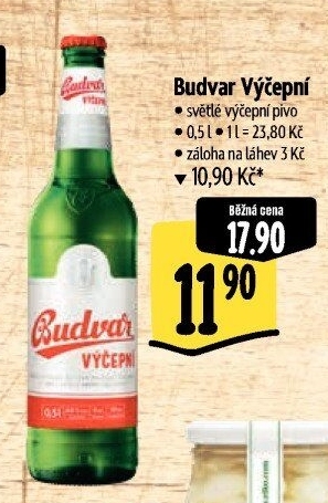 Pivo světlé výčepní Budweiser Budvar