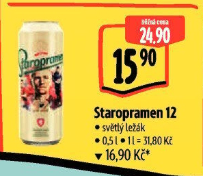 Pivo světlý ležák 12° Staropramen