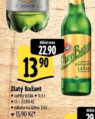 Pivo světlý ležák 12° Zlatý Bažant