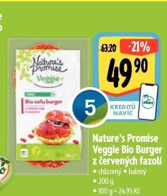 Tofu burger bio s červenými fazolemi Nature'