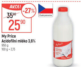 Acidofilní mléko My Price