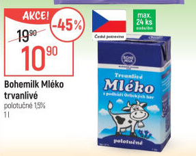 Mléko trvanlivé Bohemilk - 1,5% polotučné