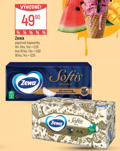 Papírové kapesníčky 4vrstvé Softis Zewa