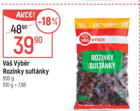 Rozinky sušené Sultánky Váš Výběr