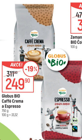Zrnková káva Caffé Crema Bio Globus