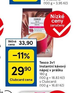 Tesco 3v1 Instantní kávový nápoj v prášku