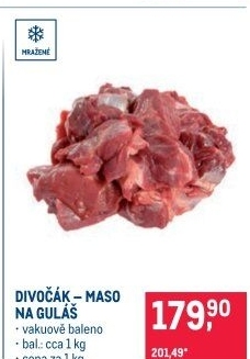 Maso na guláš z divočáka mražené