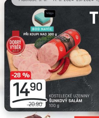 KOSTELECKÉ UZENINY ŠUNKOVÝ SALÁM 100 g