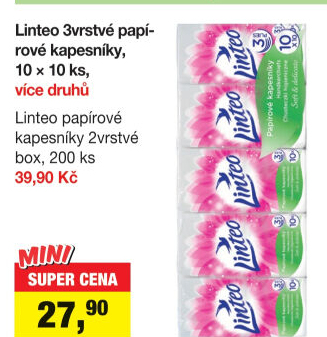 Papírové kapesníčky 3vrstvé Linteo