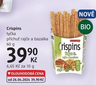 Tyčinky Crispins bez lepku bio Extrudo