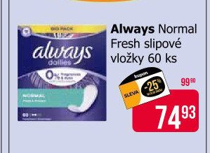 Always Normal Fresh slipové vložky 60 ks