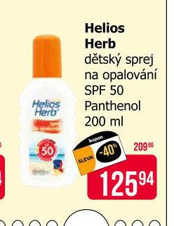 Helios Herb dětský sprej na opalování SPF 50 Panthenol 200 ml