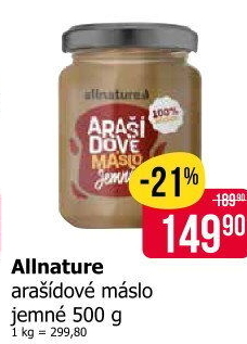 Arašídové máslo Allnature
