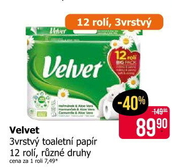 Toaletní papír 3vrstvý Velvet