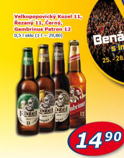 Pivo světlý ležák 11° Medium Velkopopovický Kozel