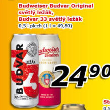Pivo světlý ležák Original Budweiser Budvar