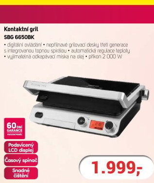 Kontaktní gril Sencor SBG 6650BK