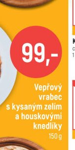 Vepřový vrabec s kysaným zelím a houskovými knedlíky