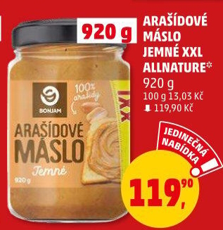 Arašídové máslo Allnature