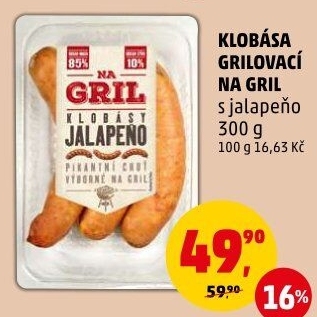 Klobása jalapeňo Na gril Penny