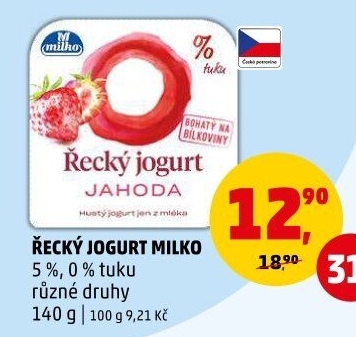 Ochucený jogurt řecký 0% Milko