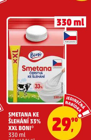 Smetana ke šlehání Boni 33%