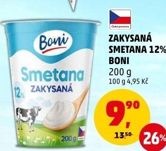 Smetana zakysaná Boni 12%