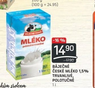 BÁJEČNÉ ČESKÉ MLÉKO 1,5% TRVANLIVÉ, POLOTUČNÉ