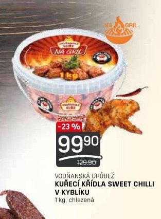 VODŇANSKÁ DRŮBEŽ KUŘECÍ KŘÍDLA SWEET CHILLI V KYBLÍKU