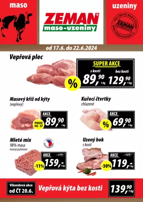 akční leták ZEMAN maso - uzeniny 17.6.2024-22.6.2024